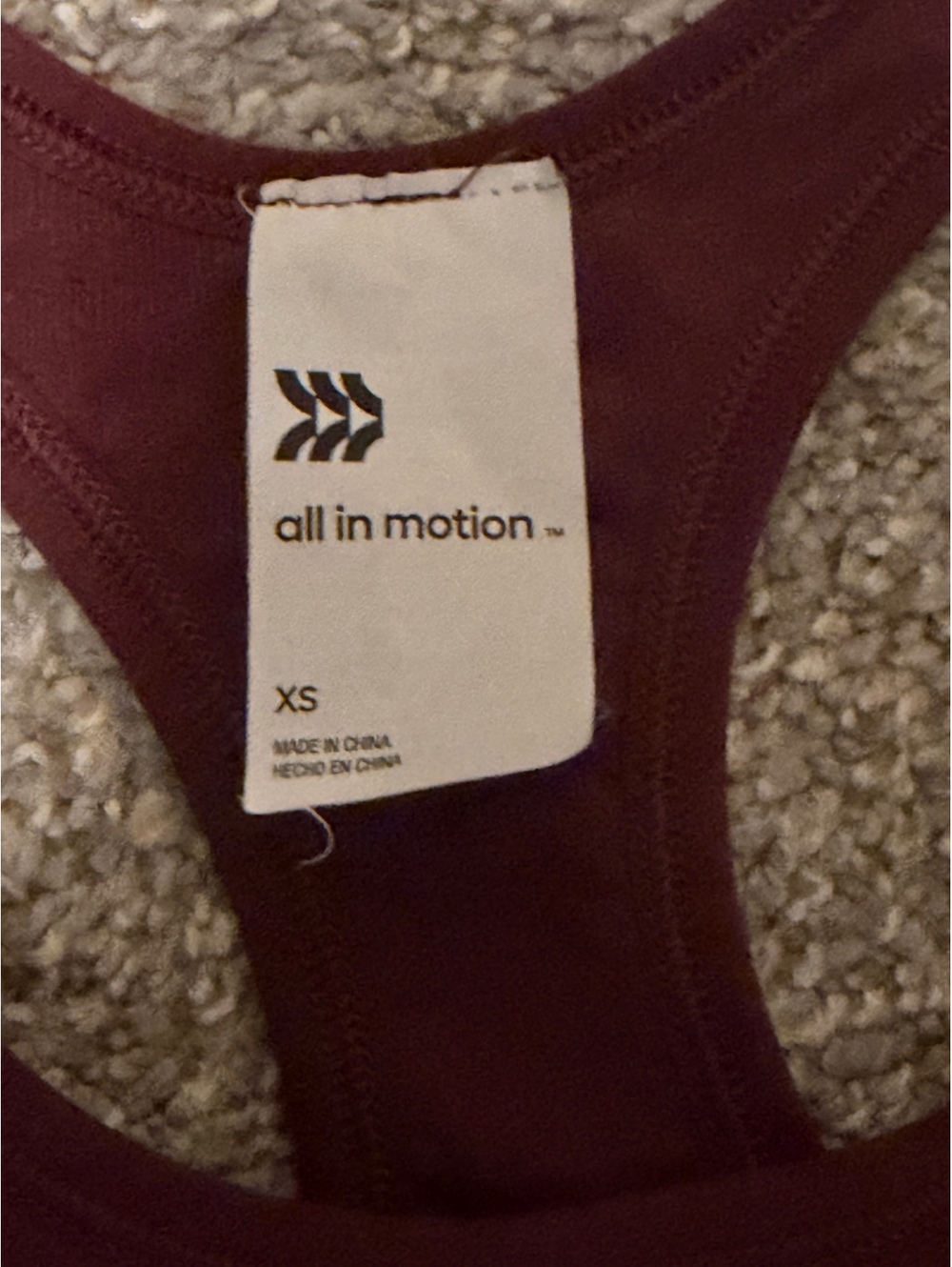 All in Motion Seamless Racerback Tank Top Burgundy XS - Picture 3 of 4